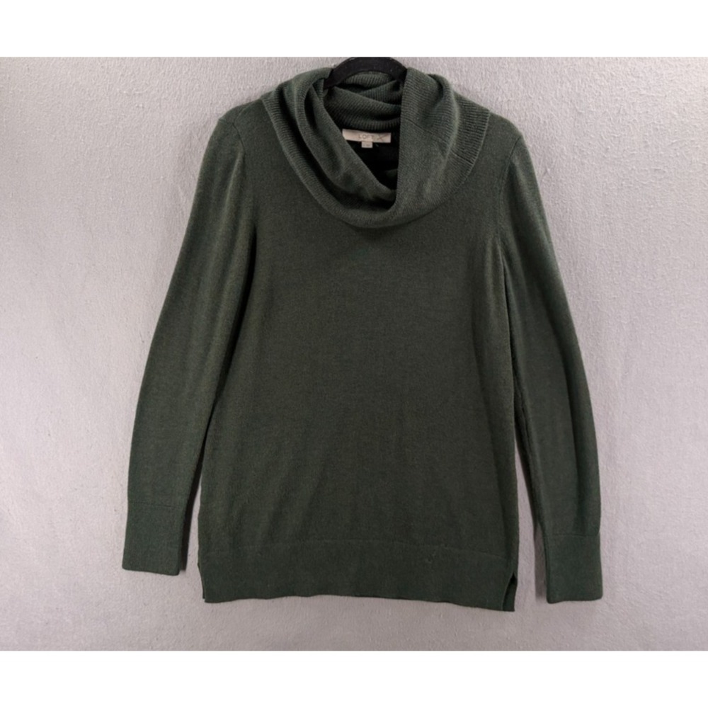 Loft Tunic Sweater Womens Small Green Cowl Neck Soft Minimalist Cozy Office